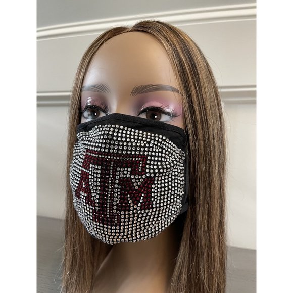 Texas A & M University Aggies Bling Rhinestone Face Mask - Picture 4 of 16